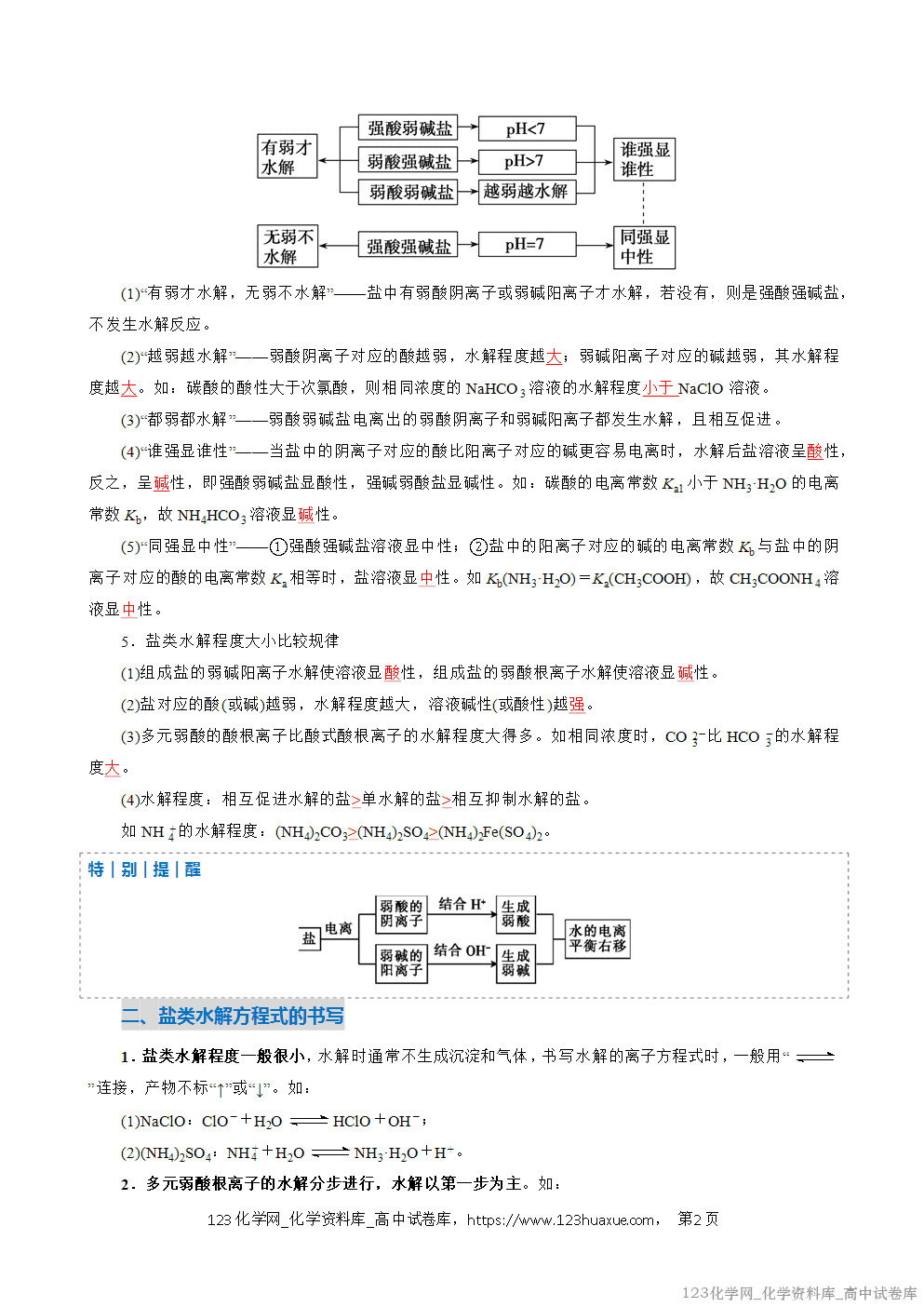 2025~2026学年高二化学上学期期中考试复习考点大串讲专题07盐类的水解复习讲义(教师版)