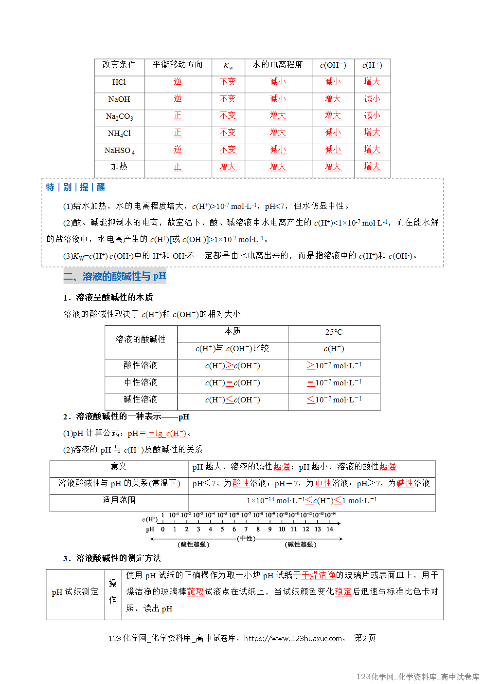 2025~2026学年高二化学上学期期中考试复习考点大串讲专题06水的电离与溶液的pH复习讲义(教师版)